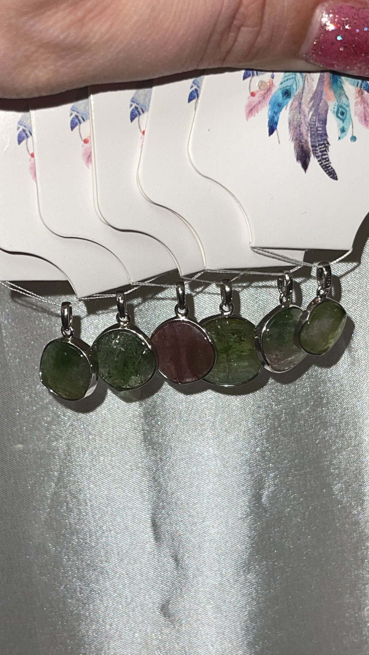 Watermelon Tourmaline Slice 925 Pendant (Choose Your Own!)