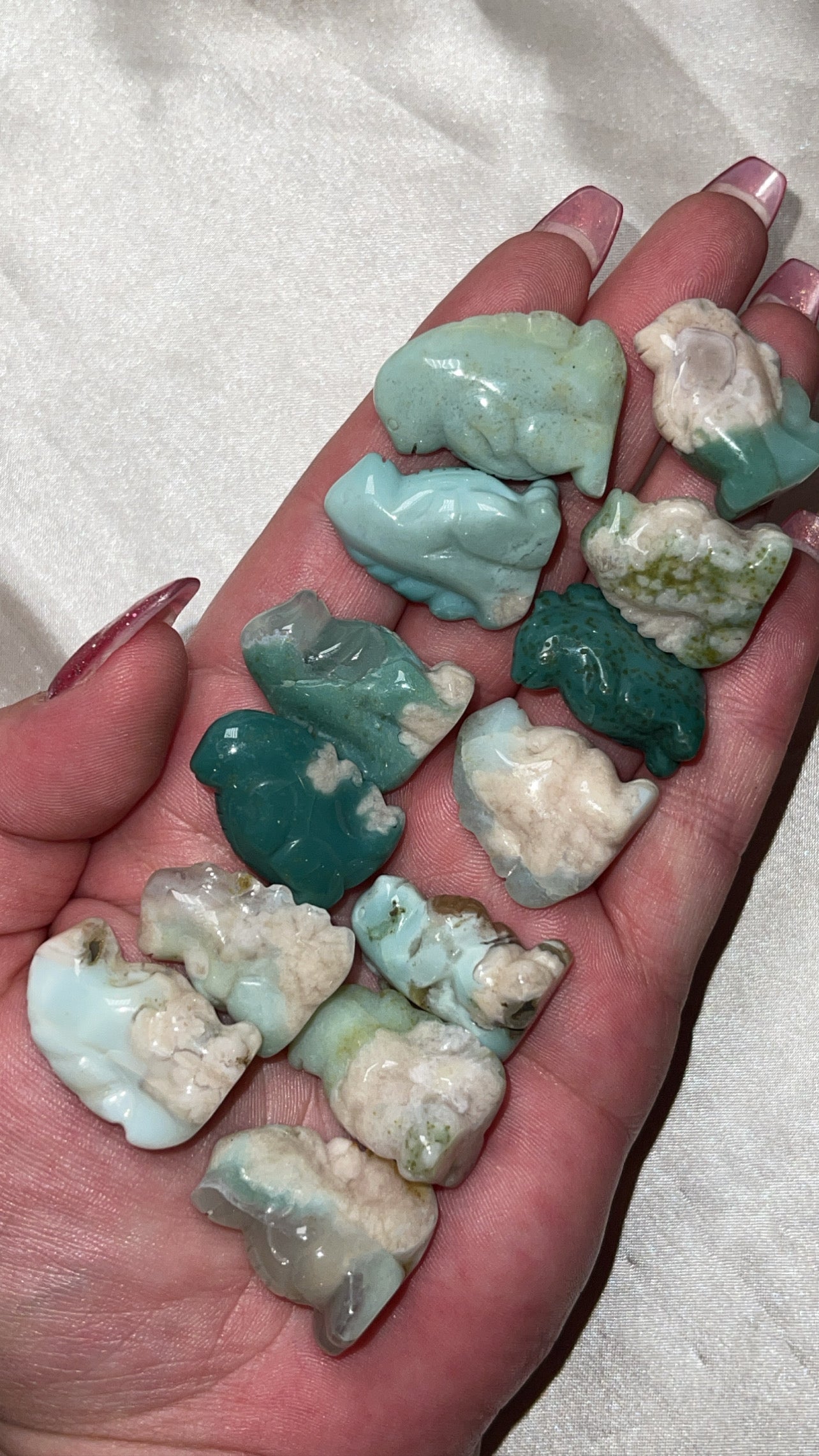 Green Flower Agate Animal