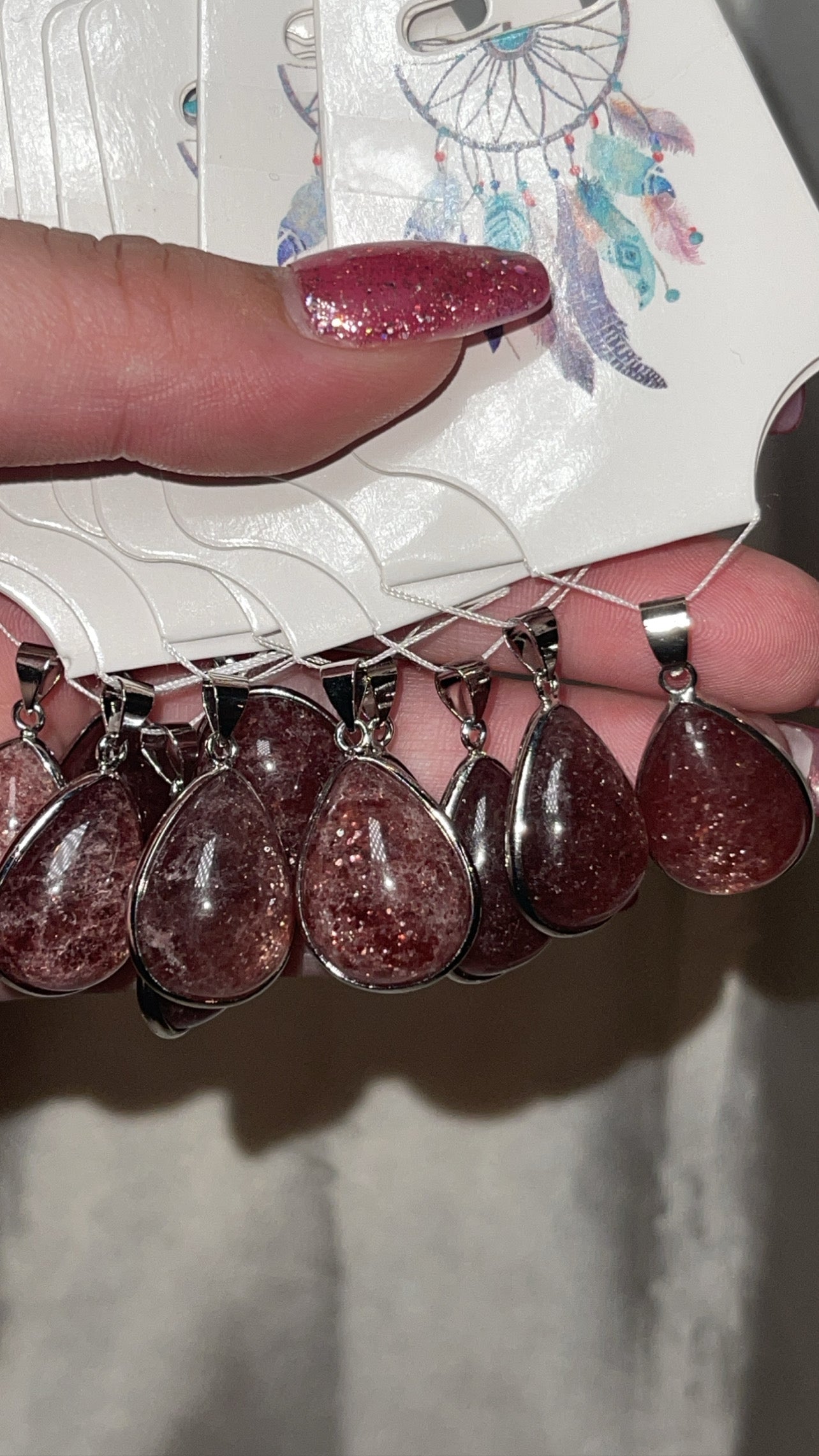 Strawberry Quartz Teardrop Pendant