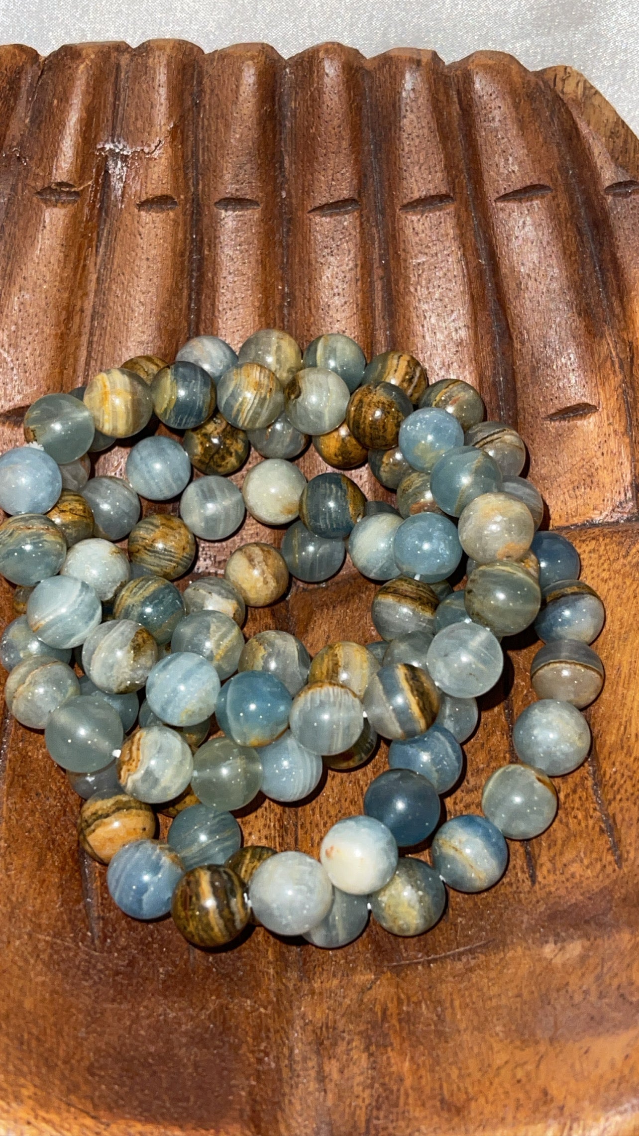 Aquatine Lemurian Blue Calcite AA Bracelet 10mm