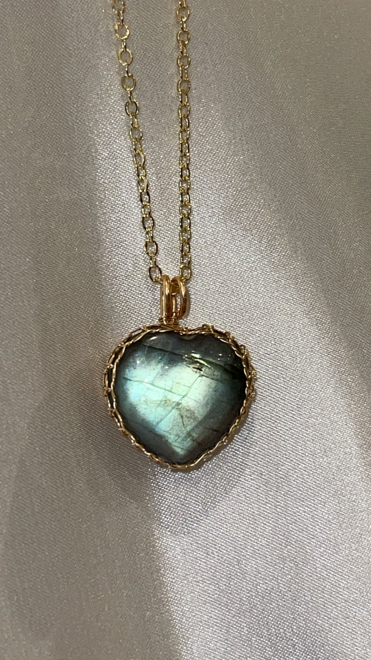 Labradorite Necklace Gold