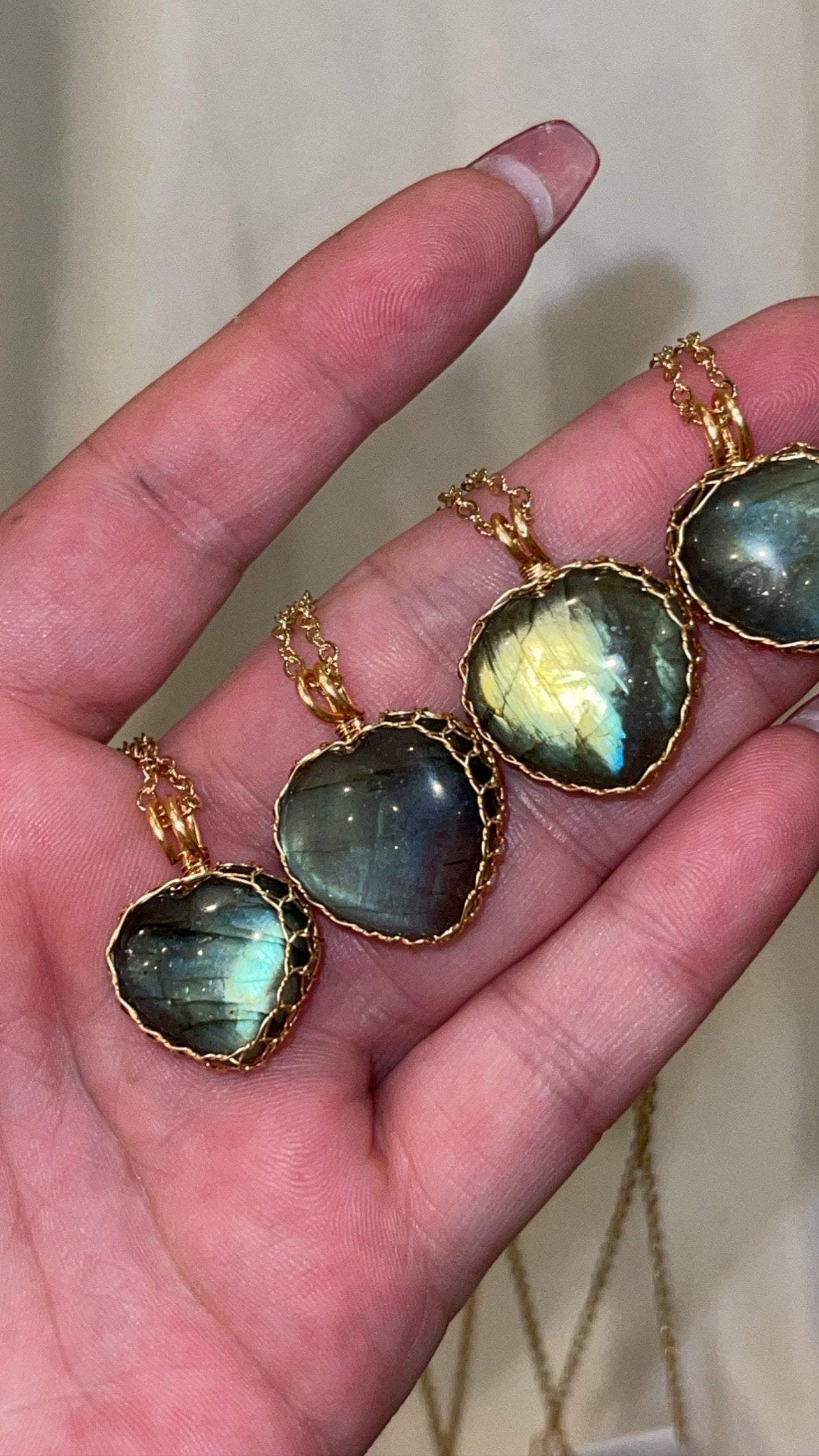 Labradorite Necklace Gold