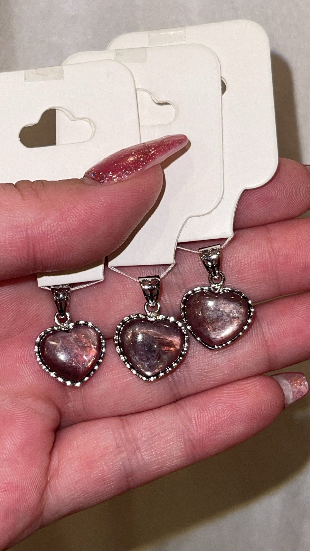 Gem Lepidolite Heart Pendant