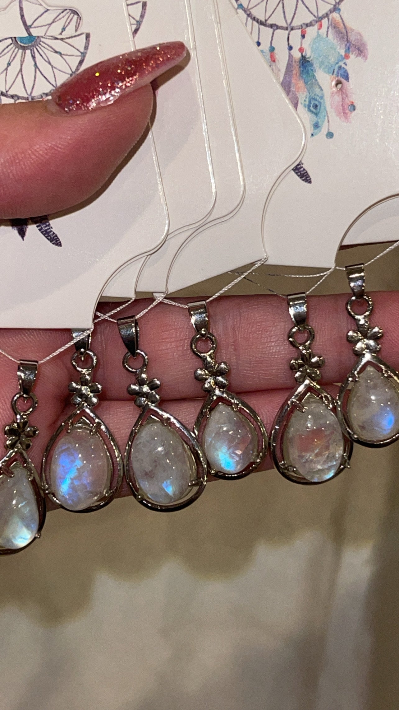 Rainbow Moonstone Teardrop 925 Pendant