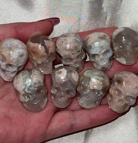 Flower Agate Small Skull (Choose Your Own)