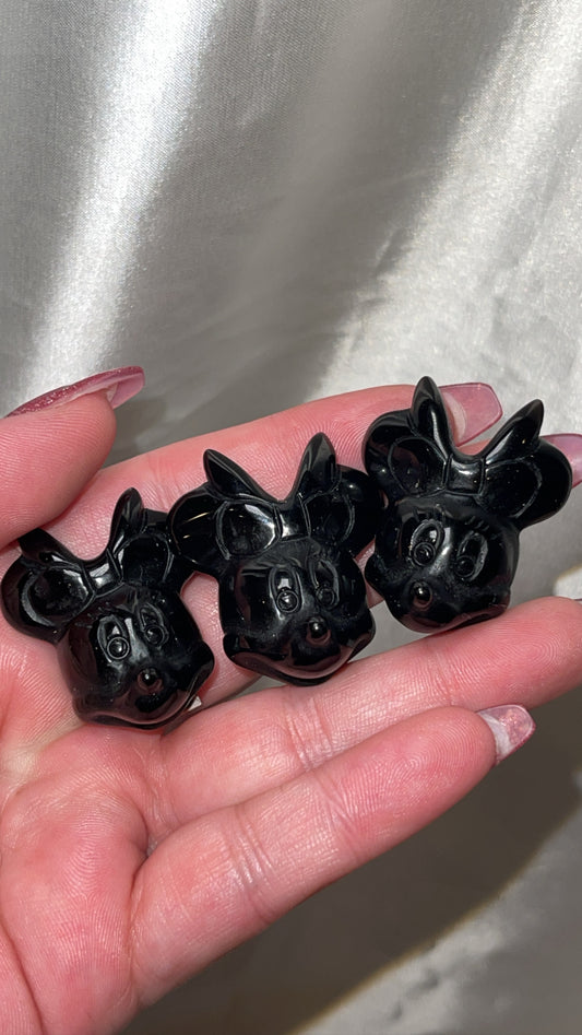 Obsidian Minnie Mouse Carving