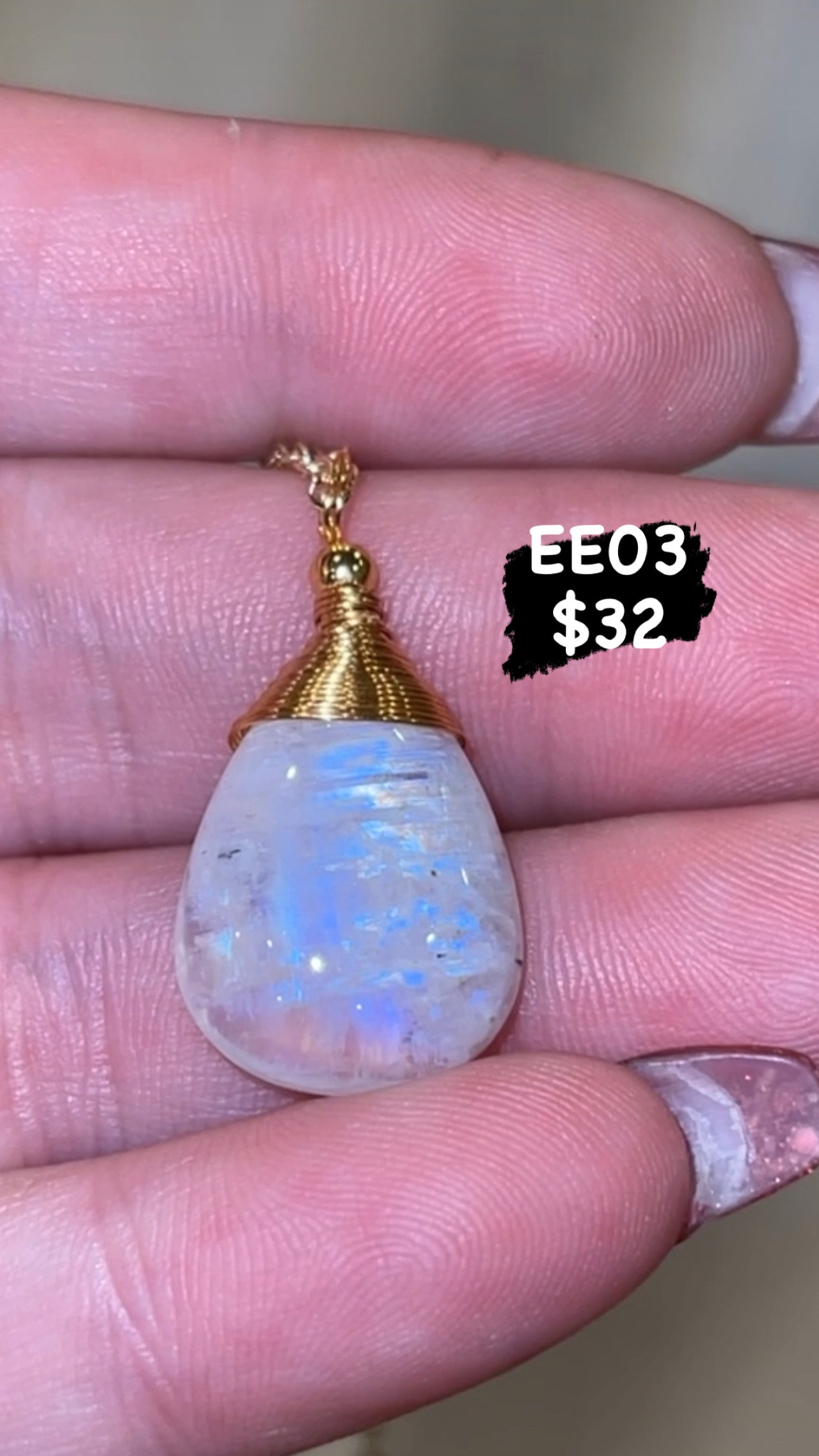 Rainbow Moonstone Necklace Gold (Choose Your Own!)