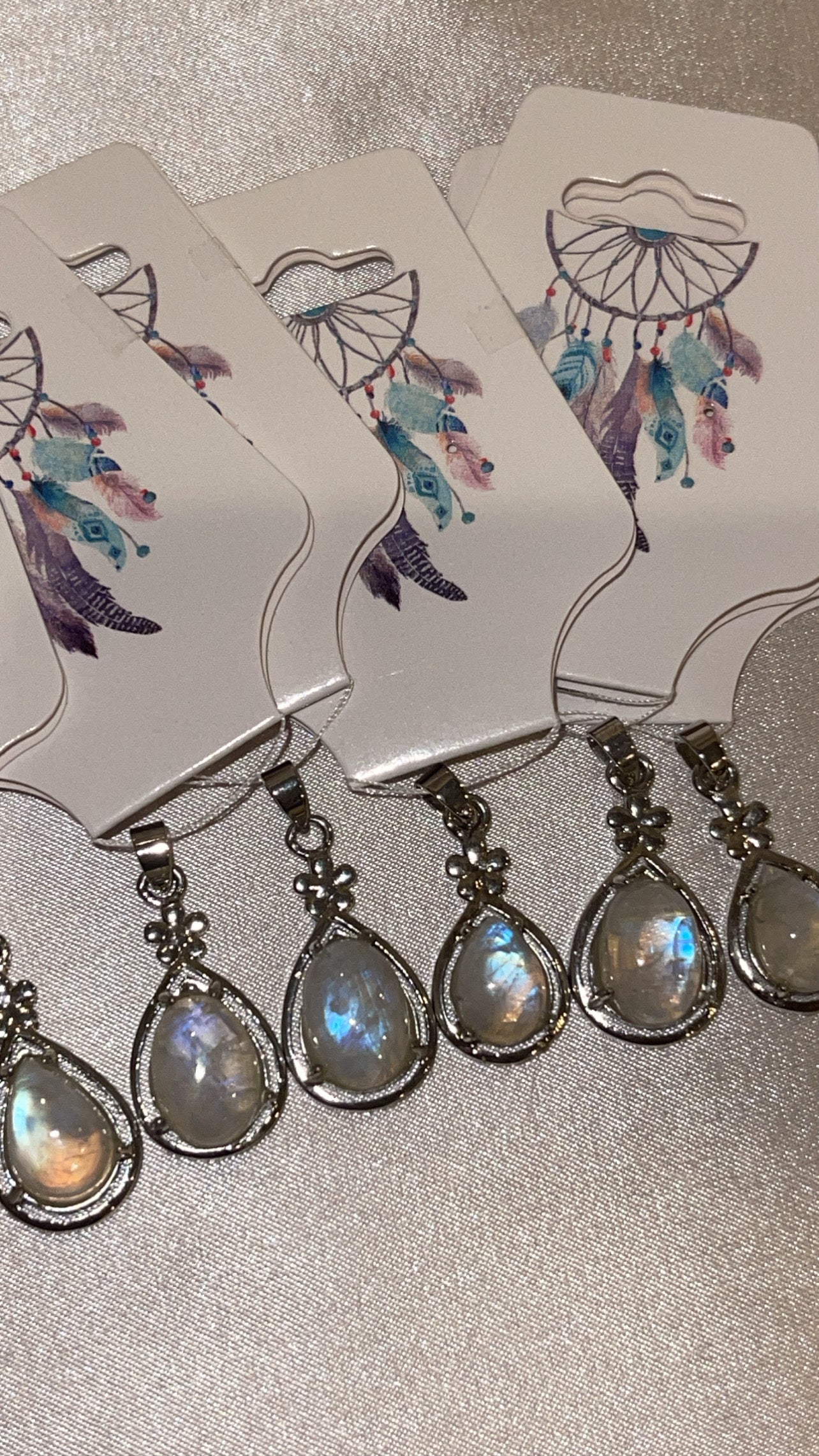 Rainbow Moonstone Teardrop 925 Pendant