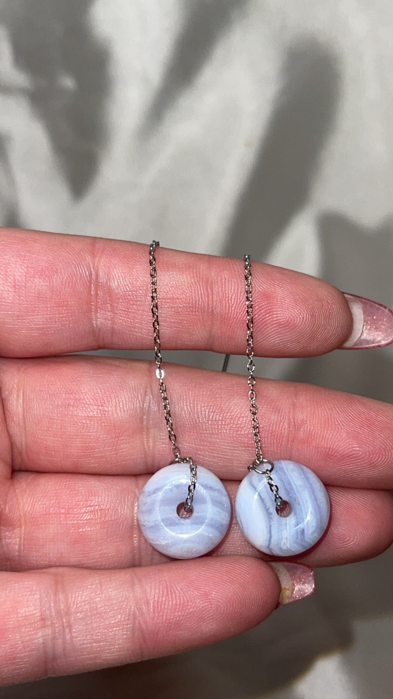 Crystal Donut Threader Earrings