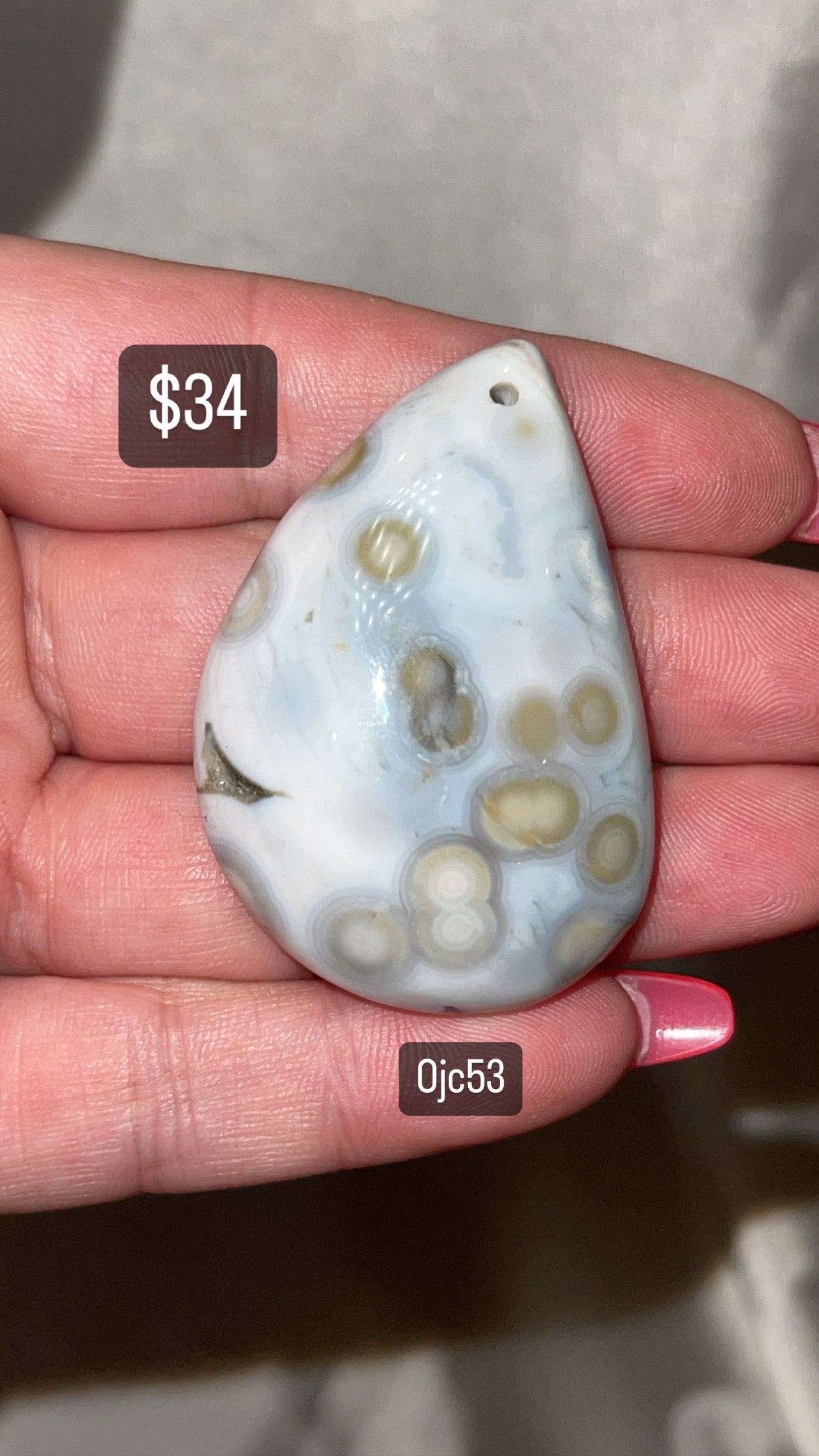 8th Vein Ocean Jasper Drilled Cabachon (Choose Your Own)
