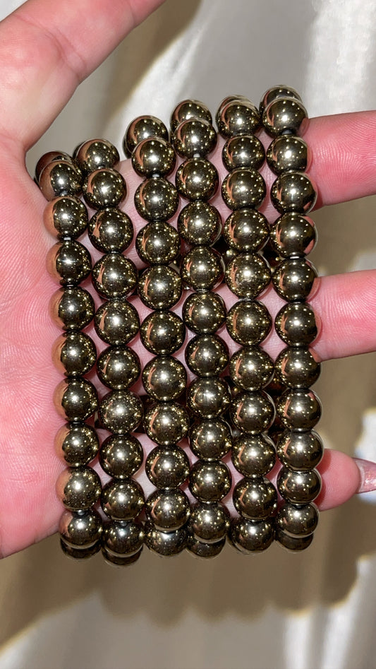 Golden Pyrite (Chalcopyrite) Bracelet 8mm