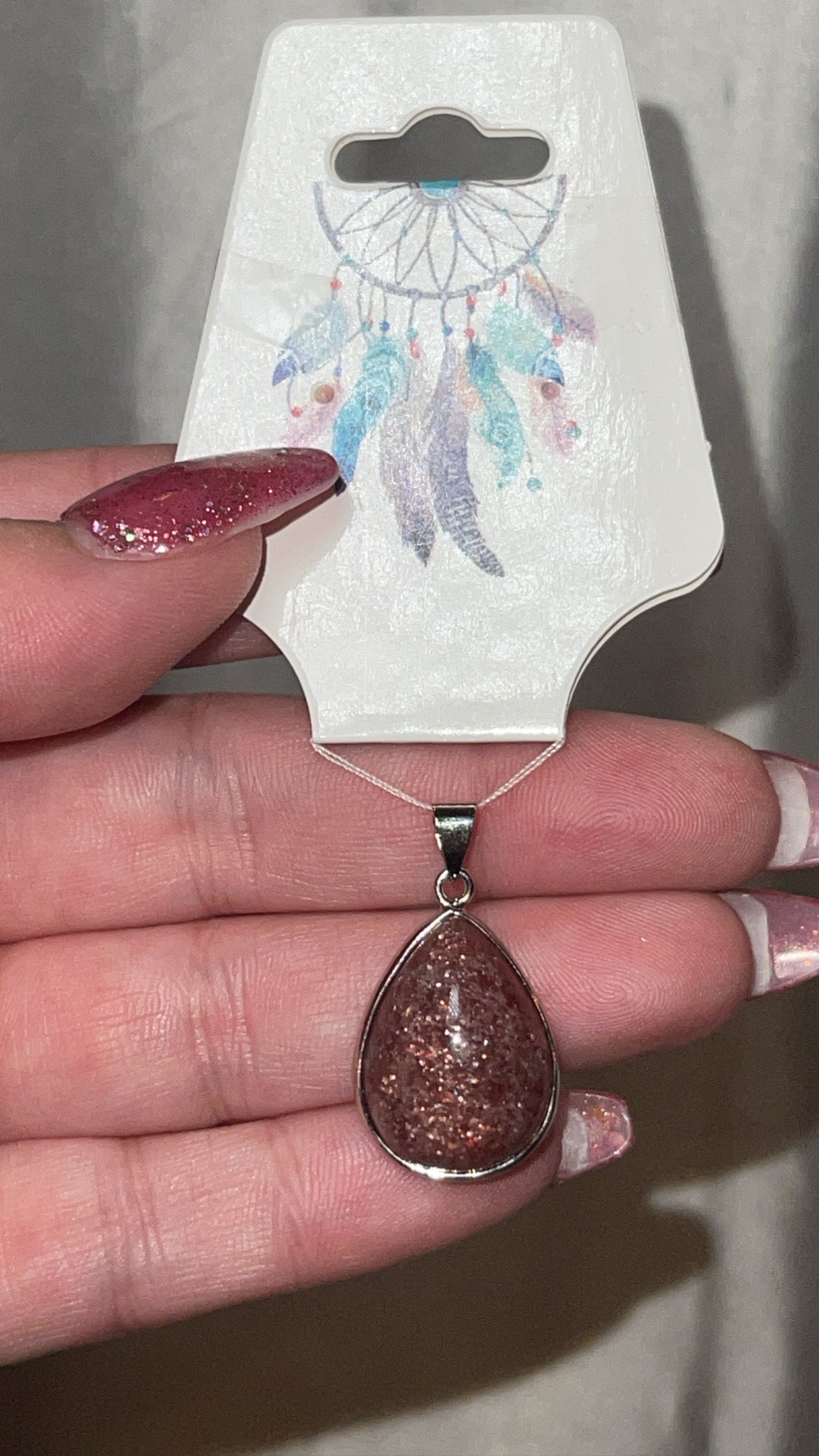 Strawberry Quartz Teardrop Pendant