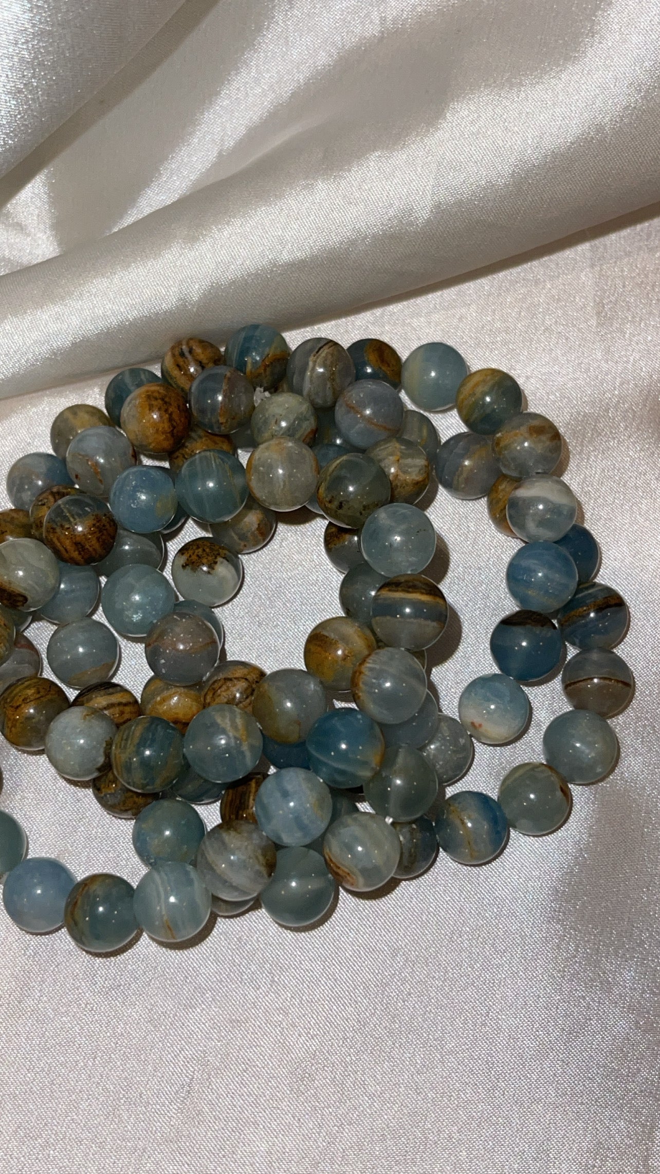 Aquatine Lemurian Blue Calcite AA Bracelet 10mm