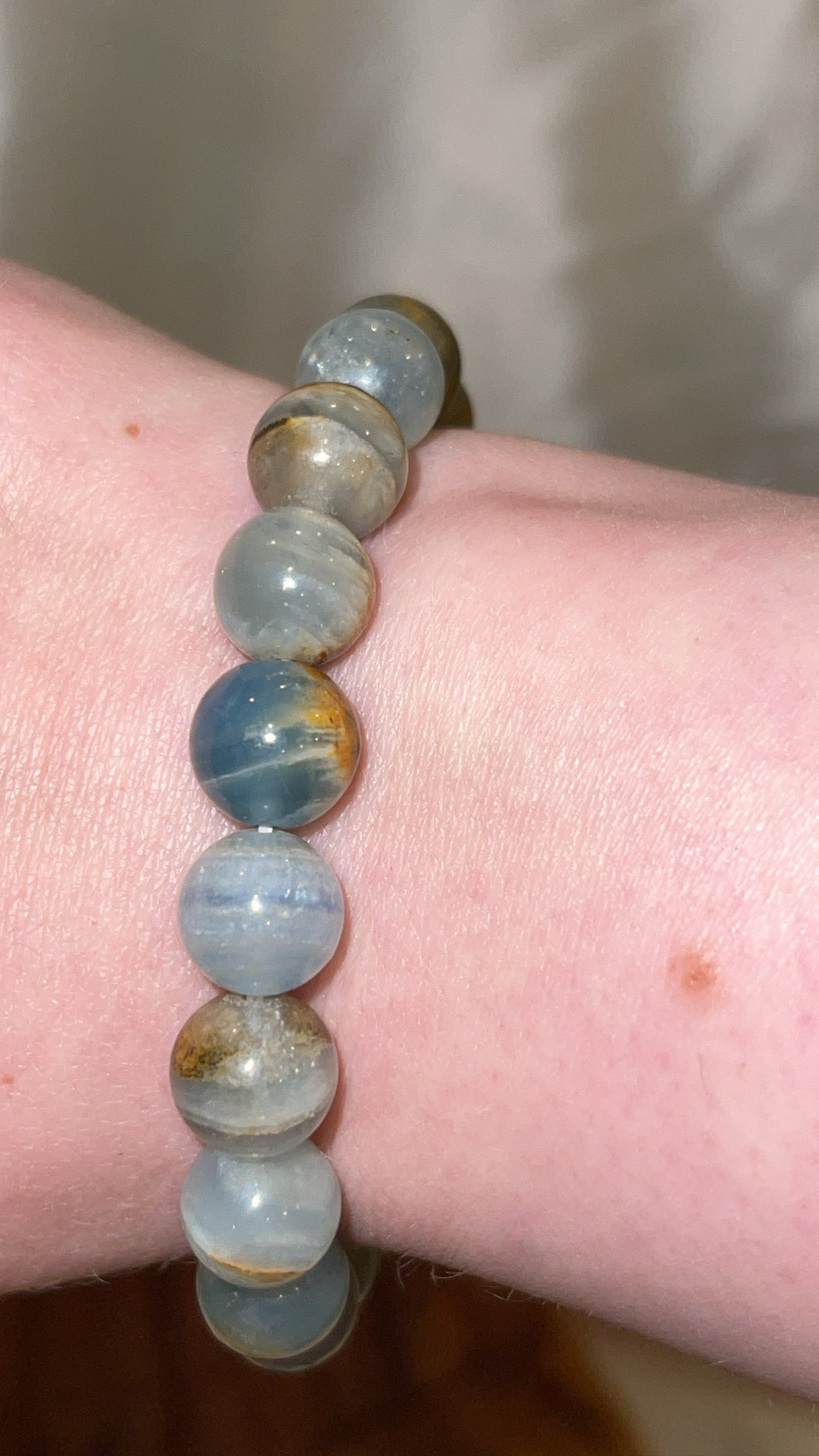 Aquatine Lemurian Blue Calcite AA Bracelet 10mm