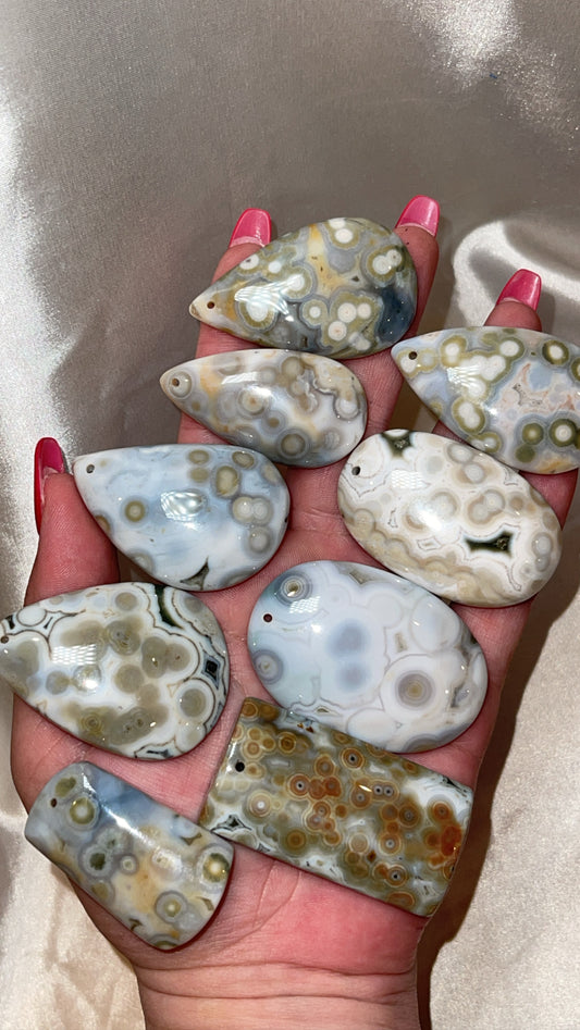 8th Vein Ocean Jasper Drilled Cabachon (Choose Your Own)