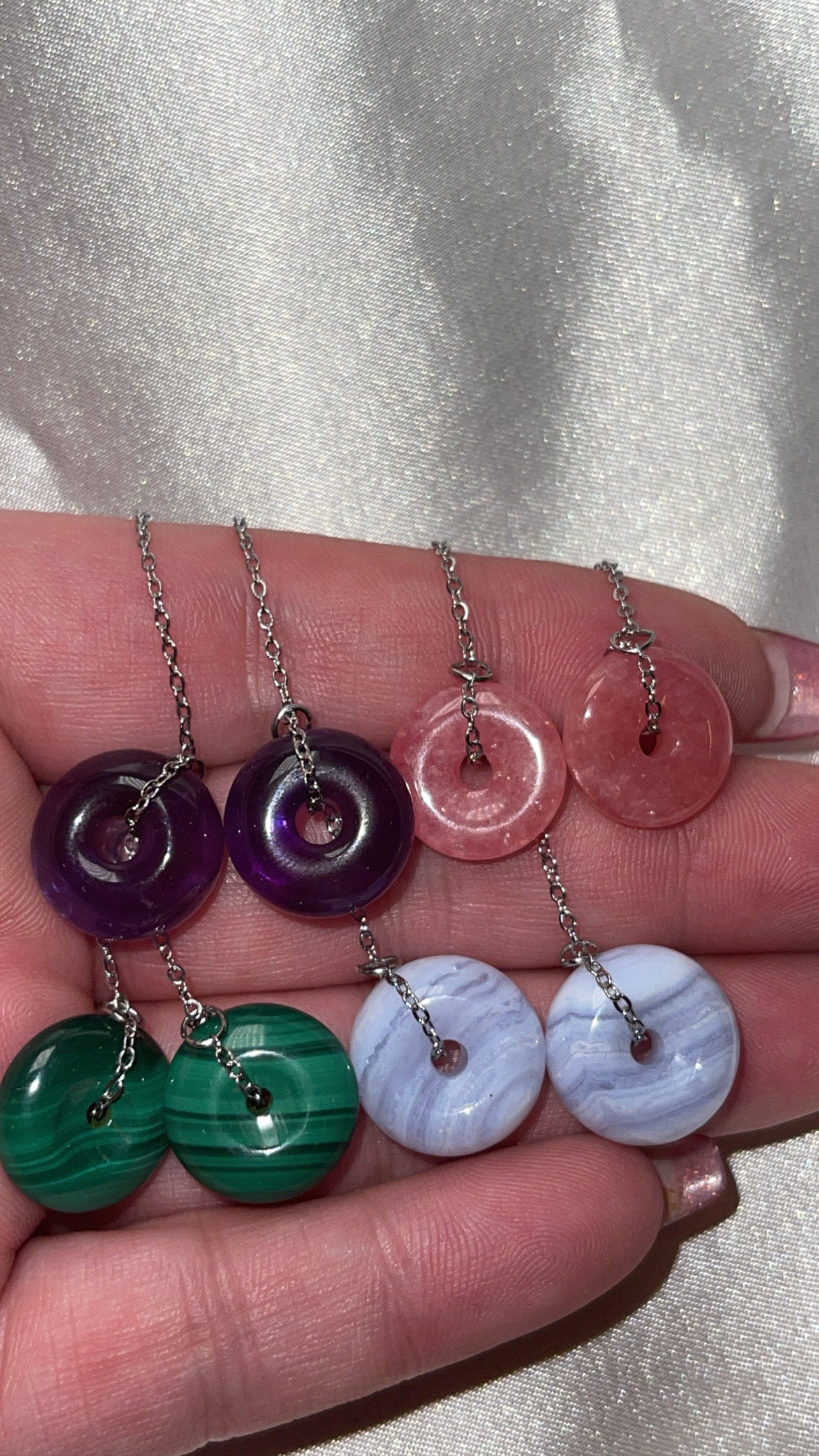 Crystal Donut Threader Earrings