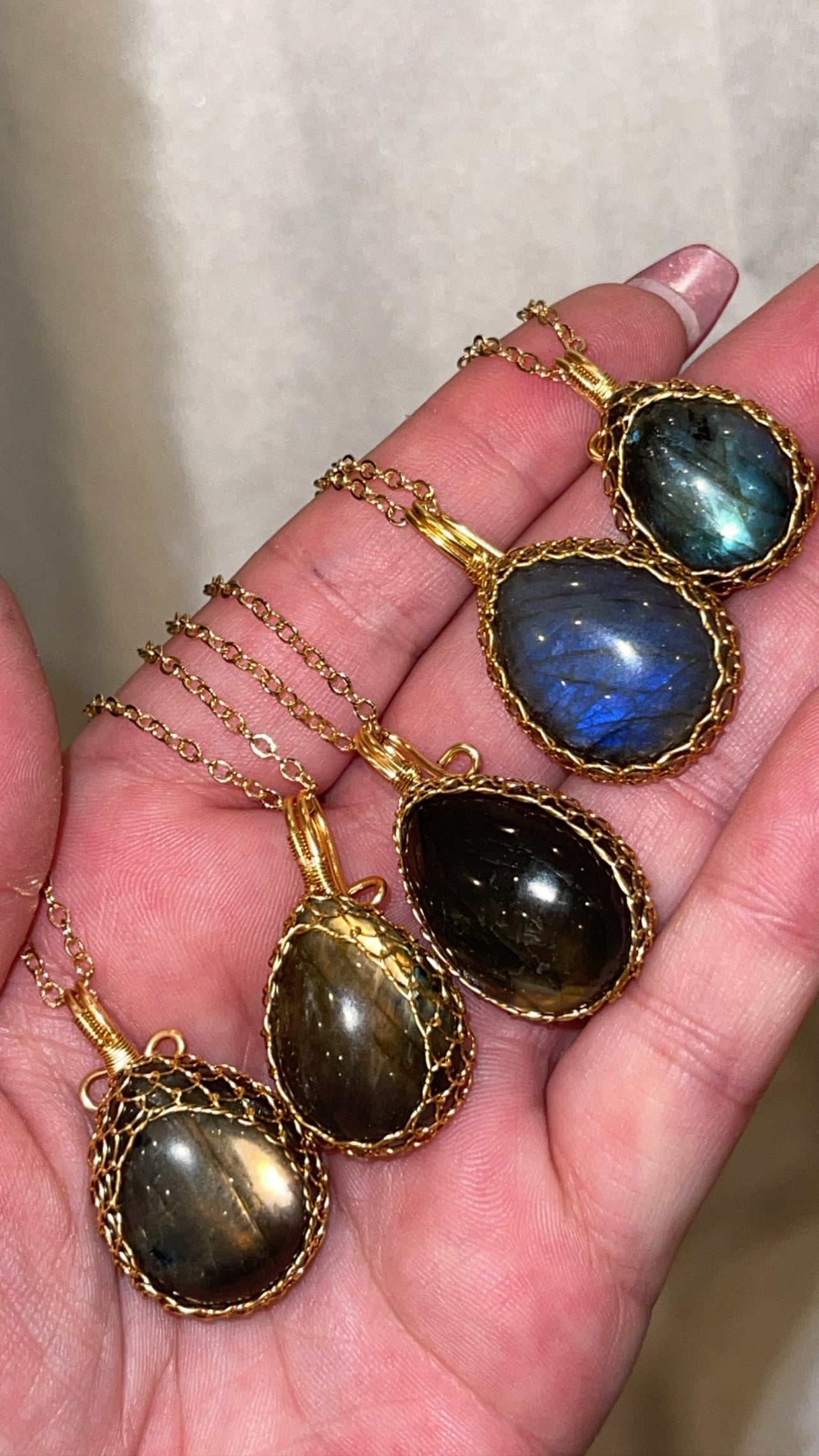 Labradorite Necklace Gold