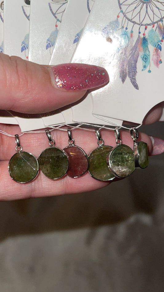Watermelon Tourmaline Slice 925 Pendant (Choose Your Own!)