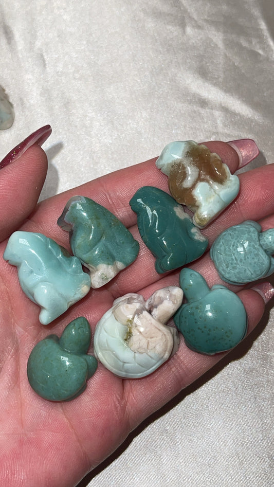 Green Flower Agate Animal