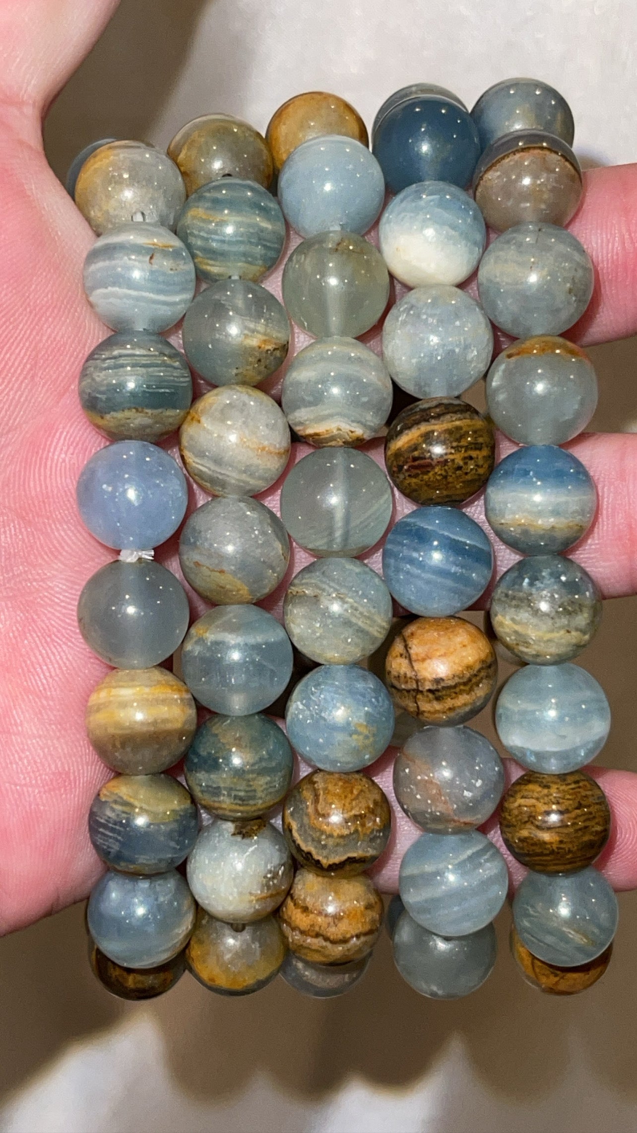 Aquatine Lemurian Blue Calcite AA Bracelet 10mm