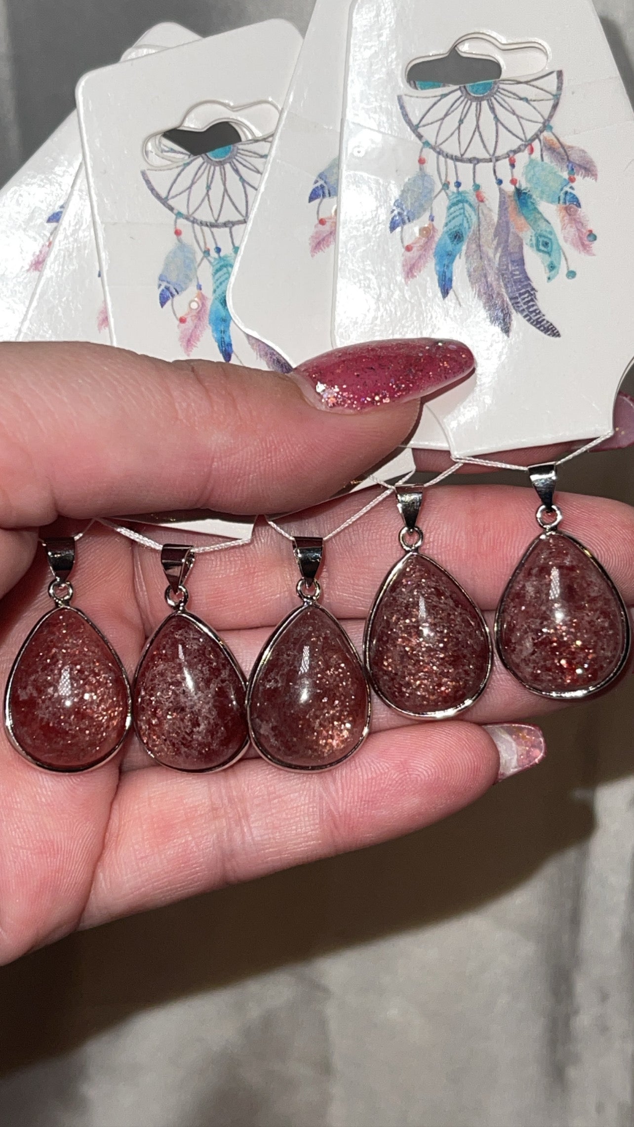 Strawberry Quartz Teardrop Pendant