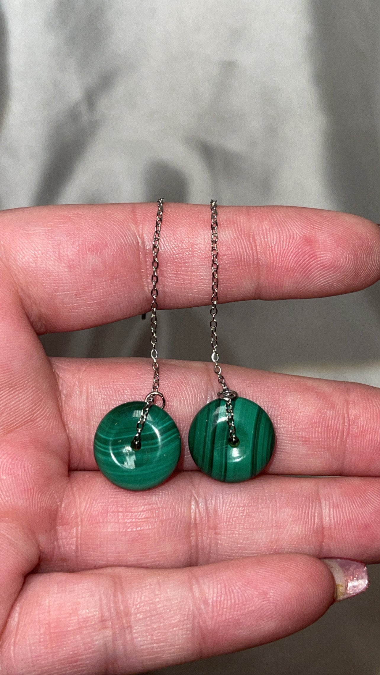 Crystal Donut Threader Earrings