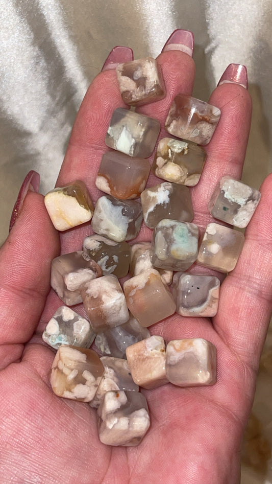 Flower Agate Cube