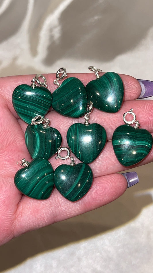 Malachite Heart Clip On Charm