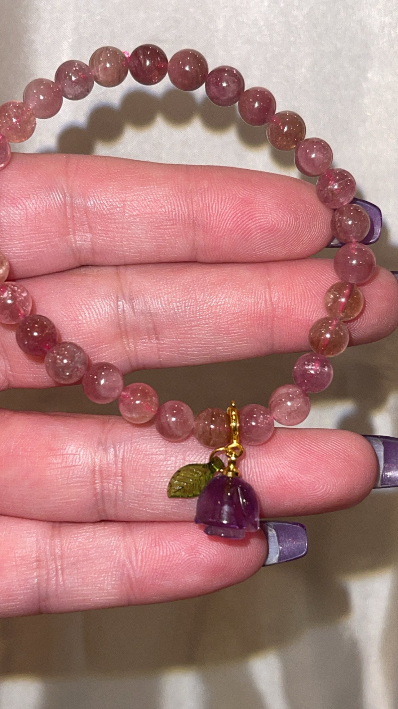 Amethyst Flower Clip On Charm