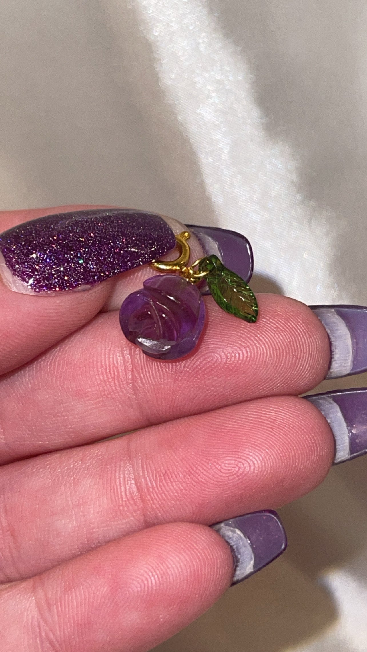 Amethyst Flower Clip On Charm