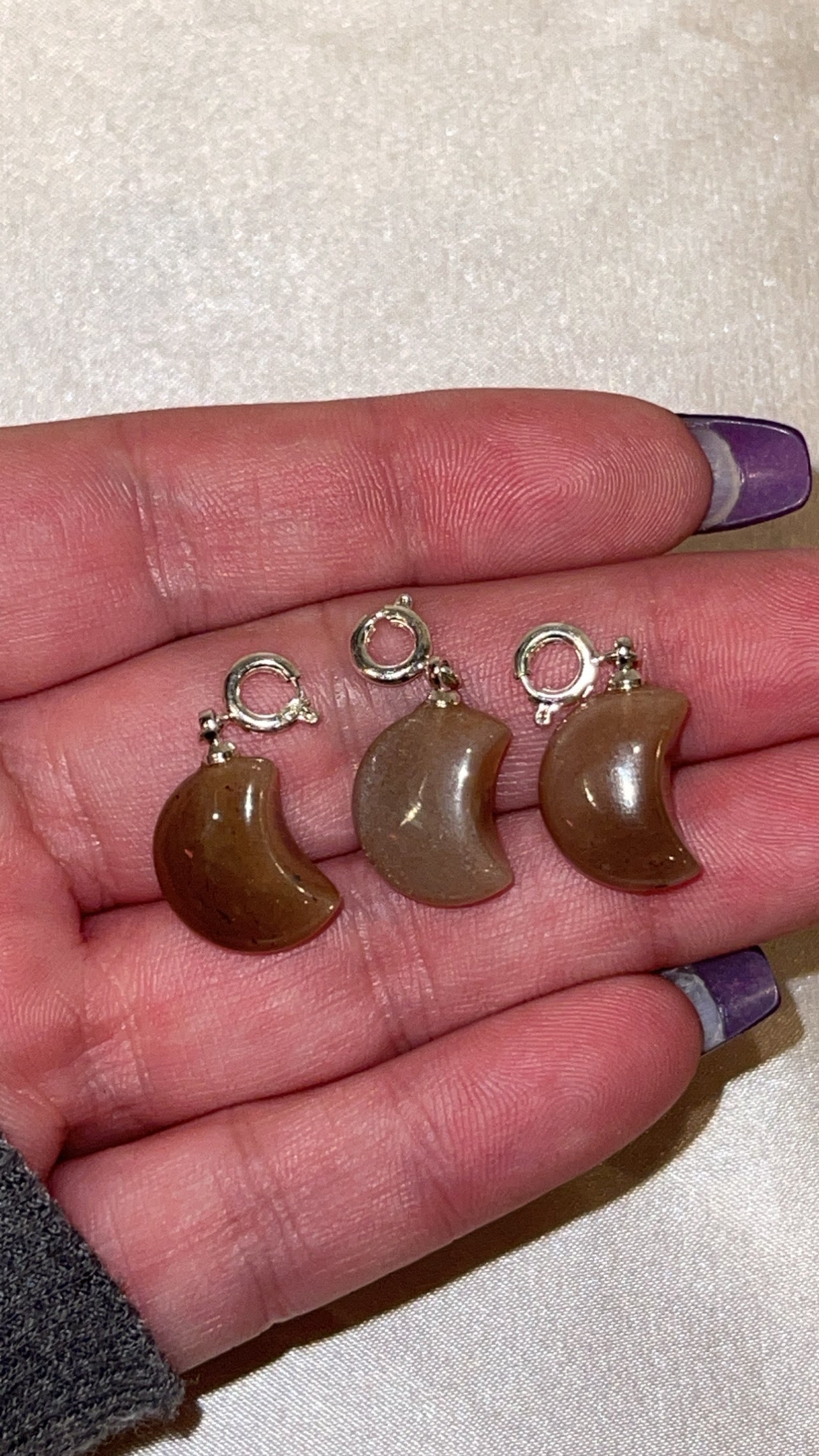 Sunstone Moonstone Moon Clip On Charms