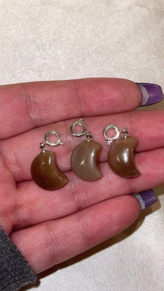 Sunstone Moonstone Moon Clip On Charms