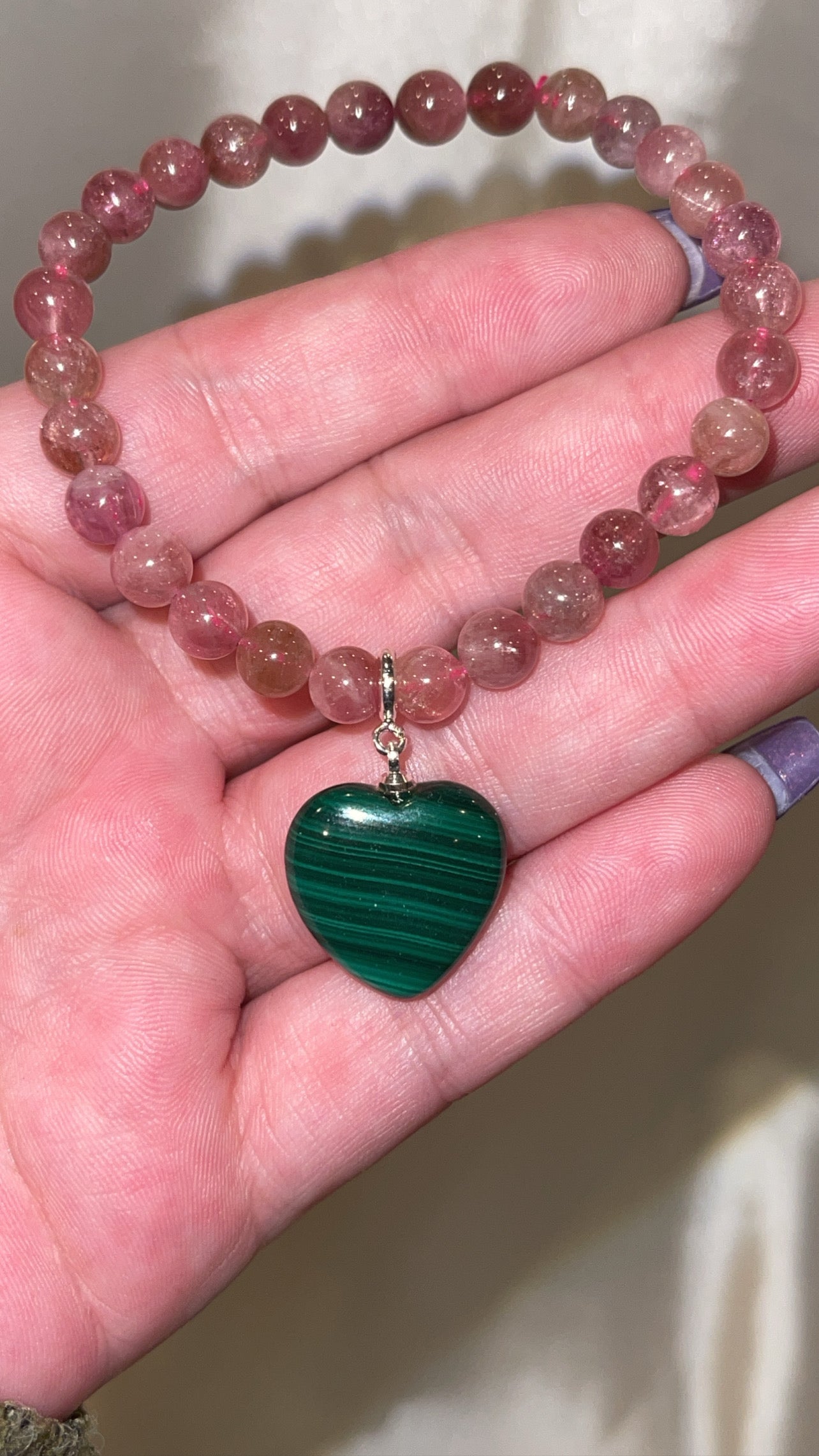 Malachite Heart Clip On Charm