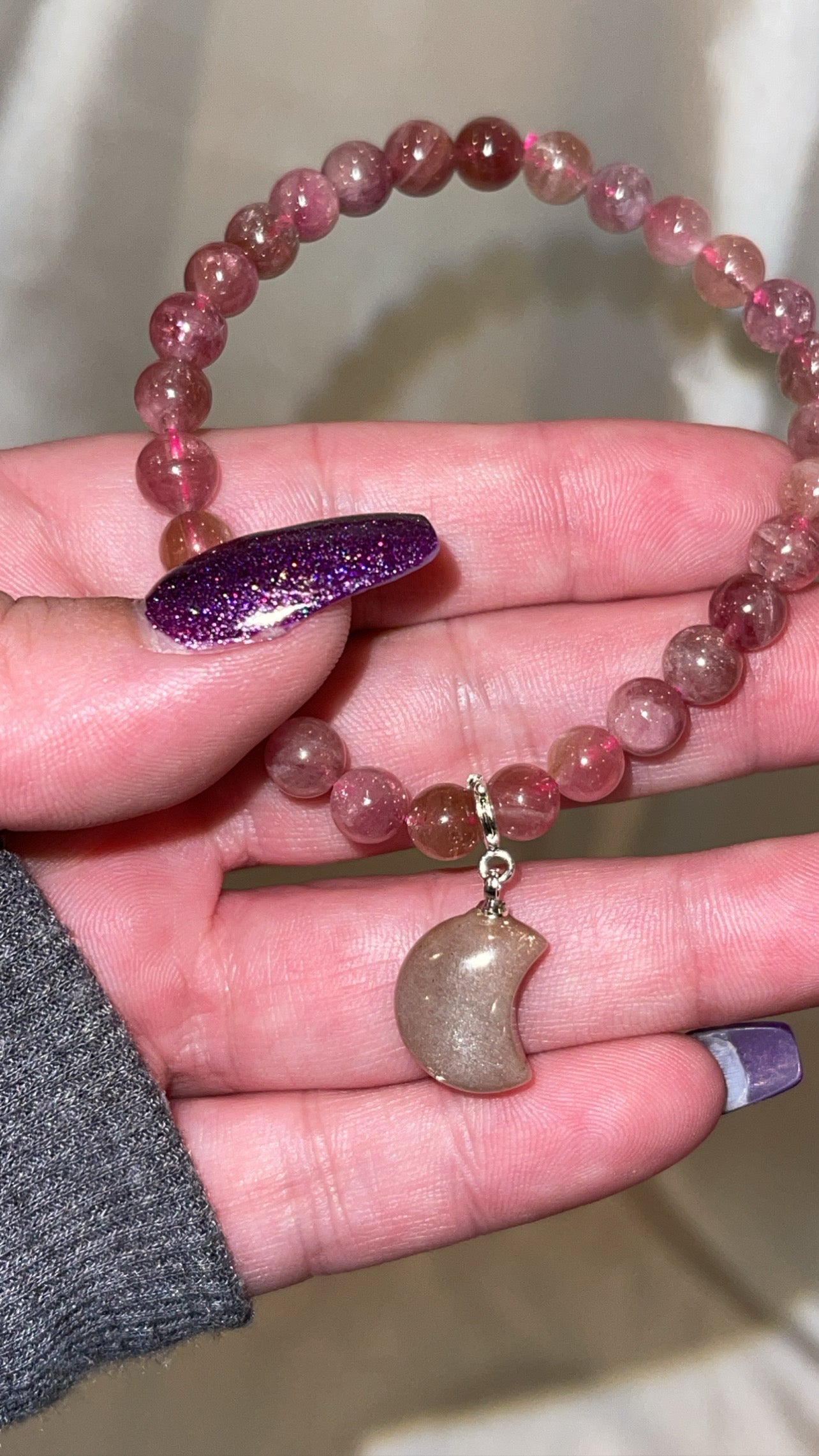 Sunstone Moonstone Moon Clip On Charms