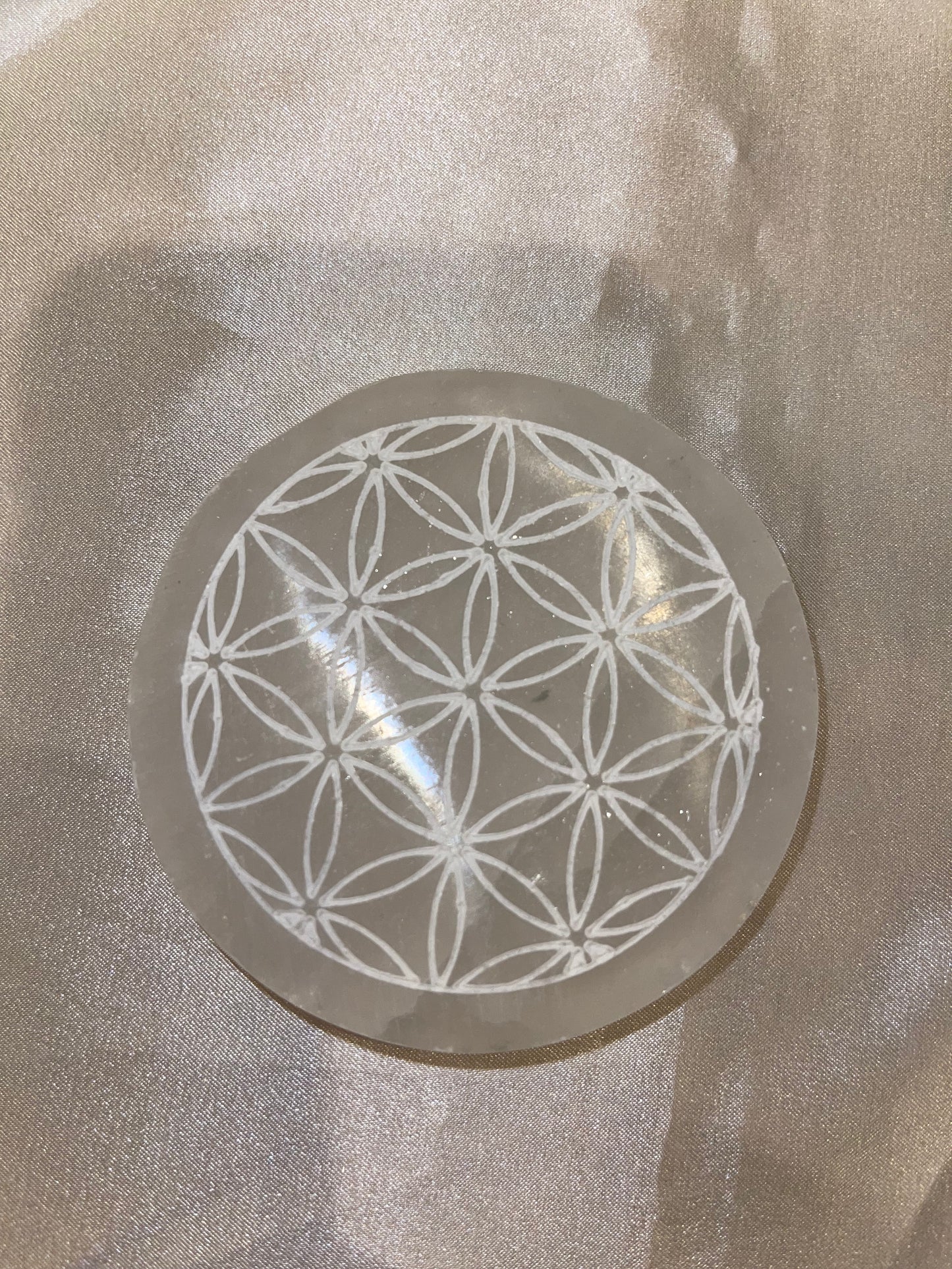 Small Selenite Flower of Life Charging Plate