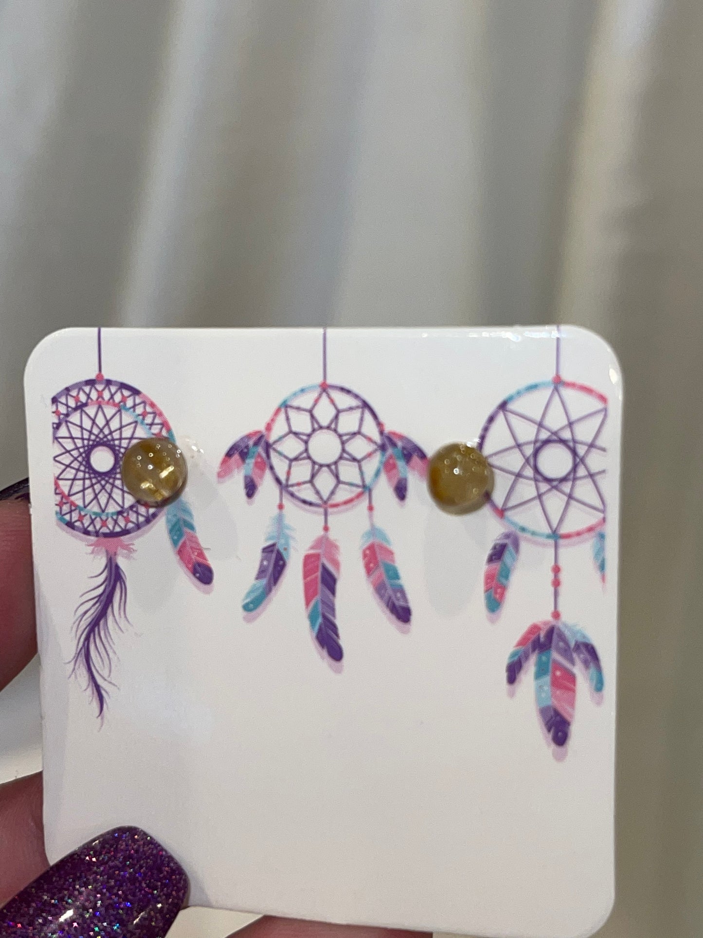 Gold Rutile Stud Earrings