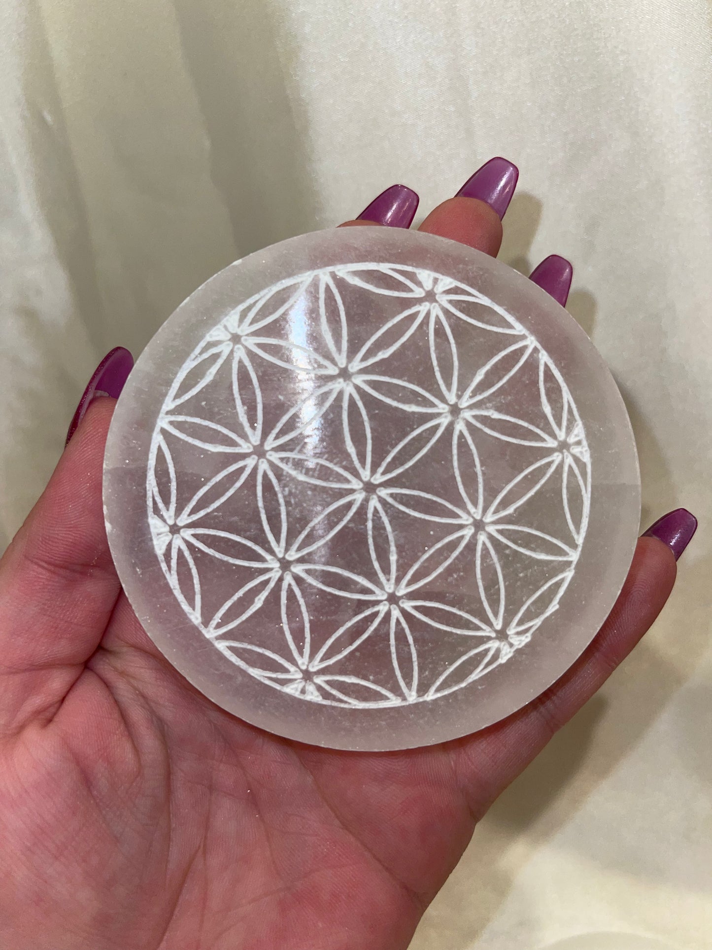 Small Selenite Flower of Life Charging Plate