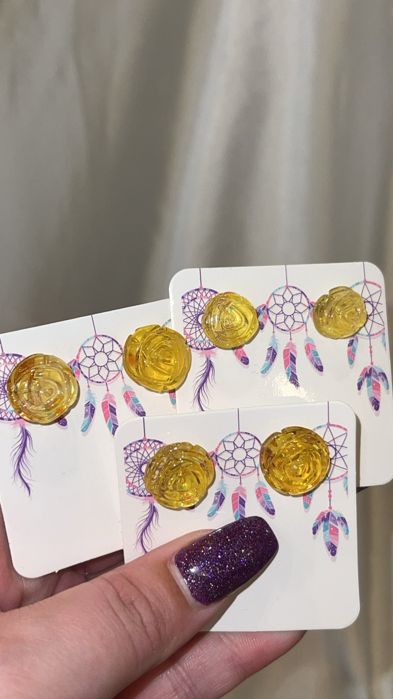 Amber Flower Stud Earrings