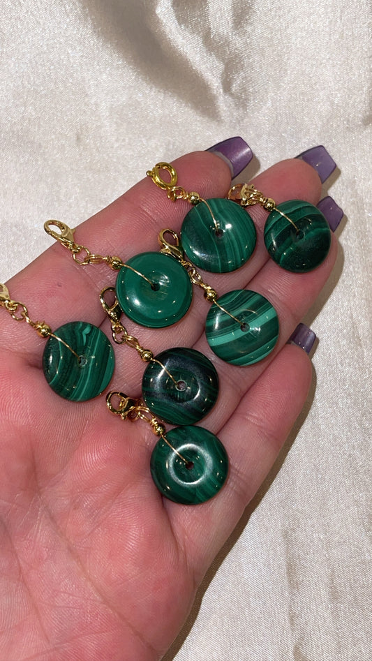 Malachite Donut Clip On Charm