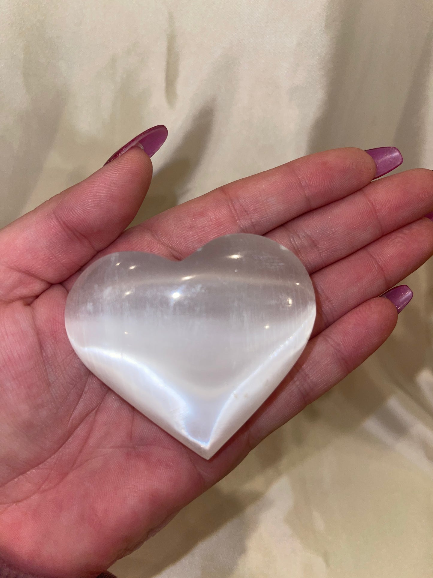 Selenite Puffy Heart