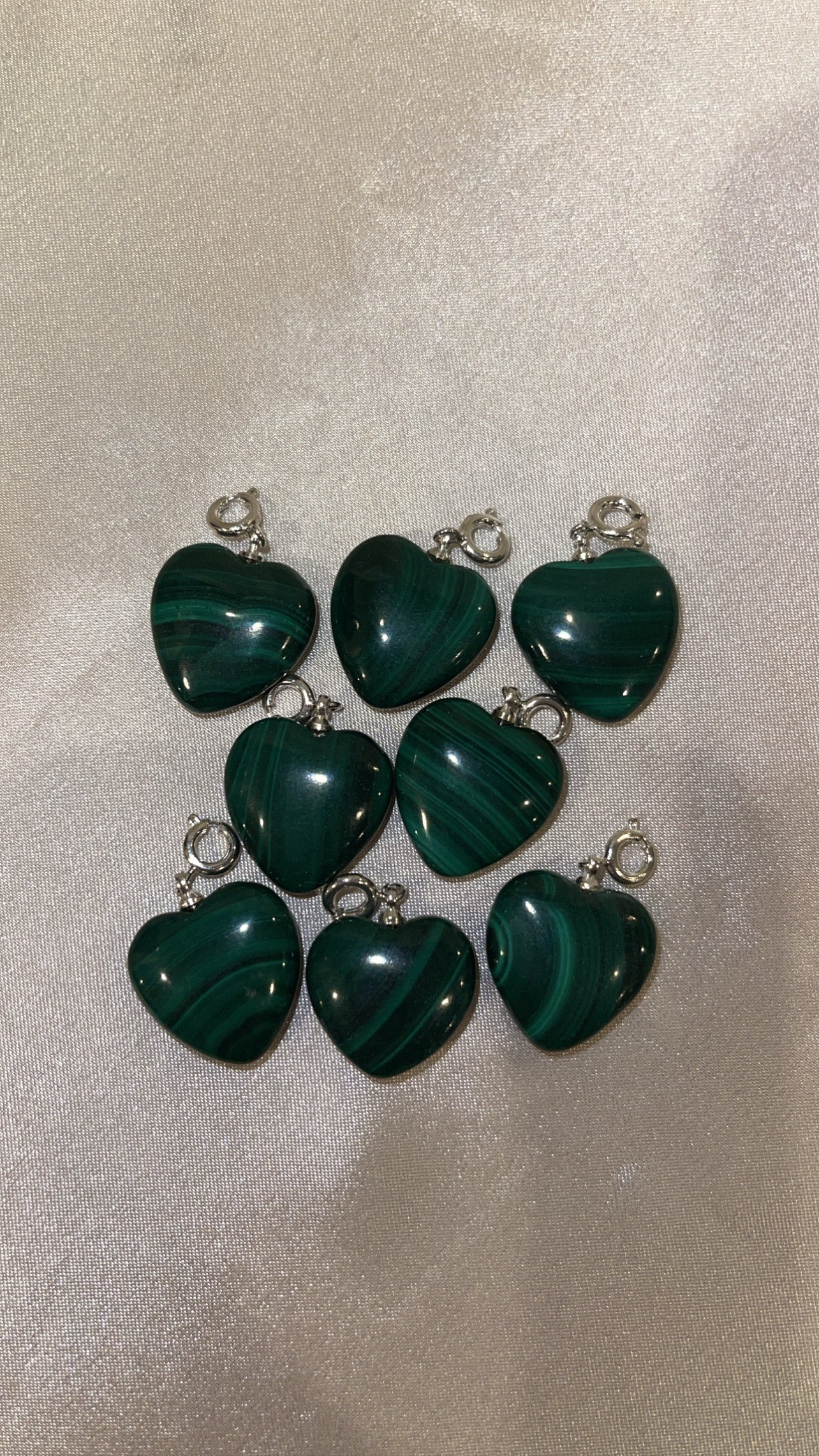 Malachite Heart Clip On Charm