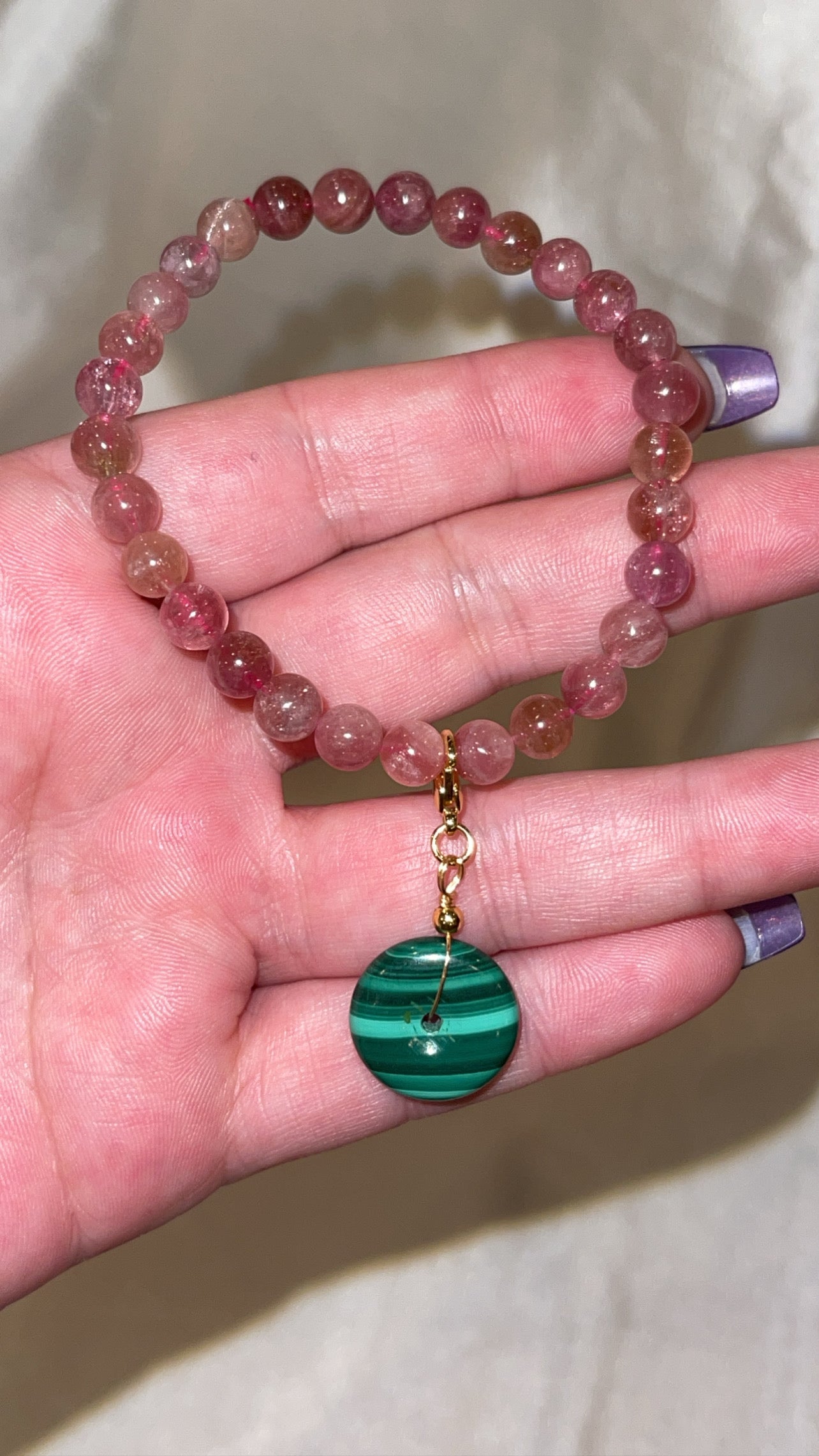 Malachite Donut Clip On Charm