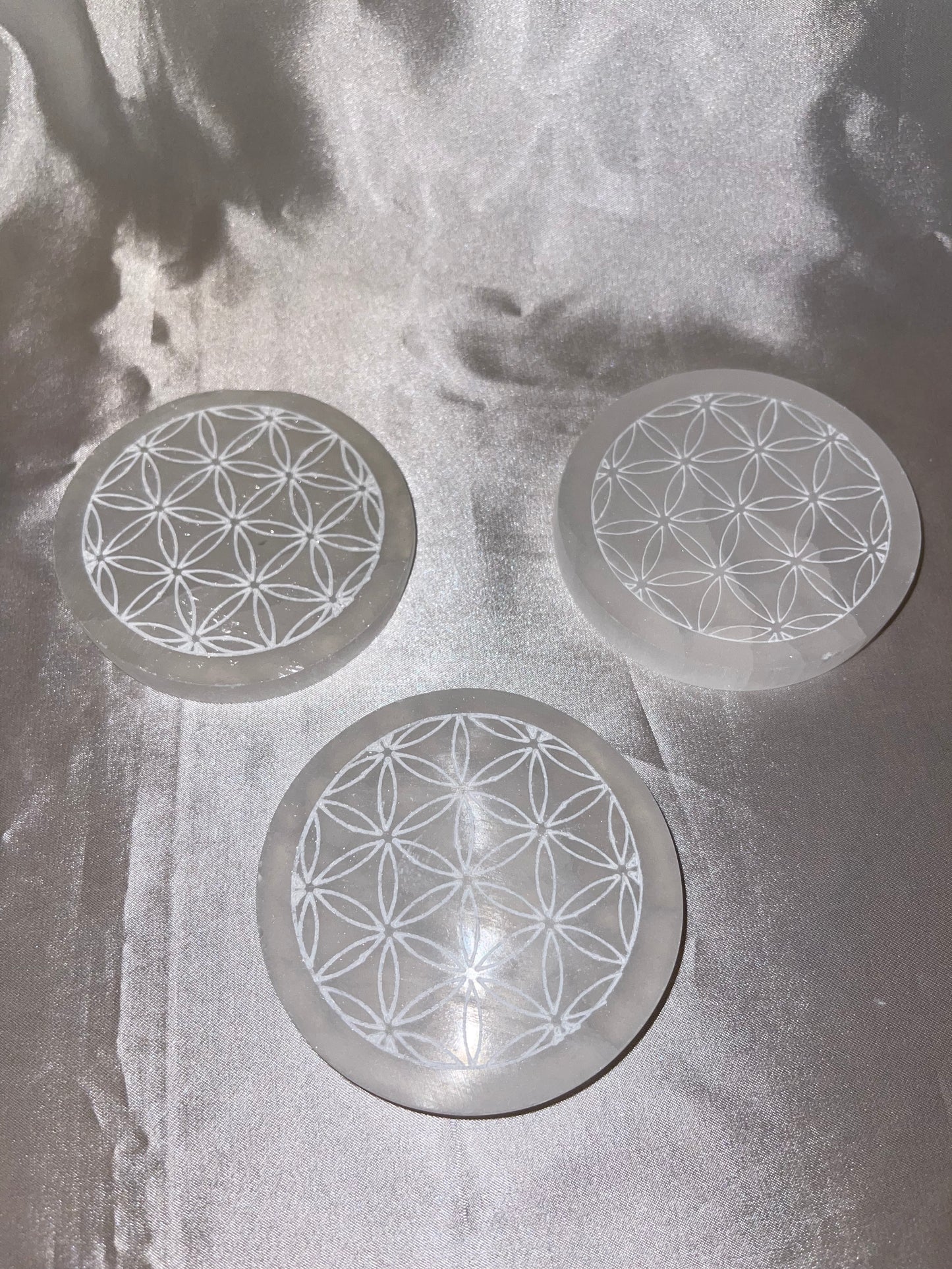 Small Selenite Flower of Life Charging Plate