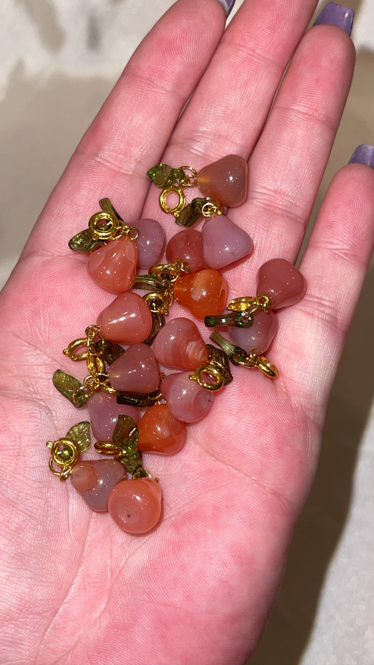 Yanyuan Pink Agate Pear Clip On Charm