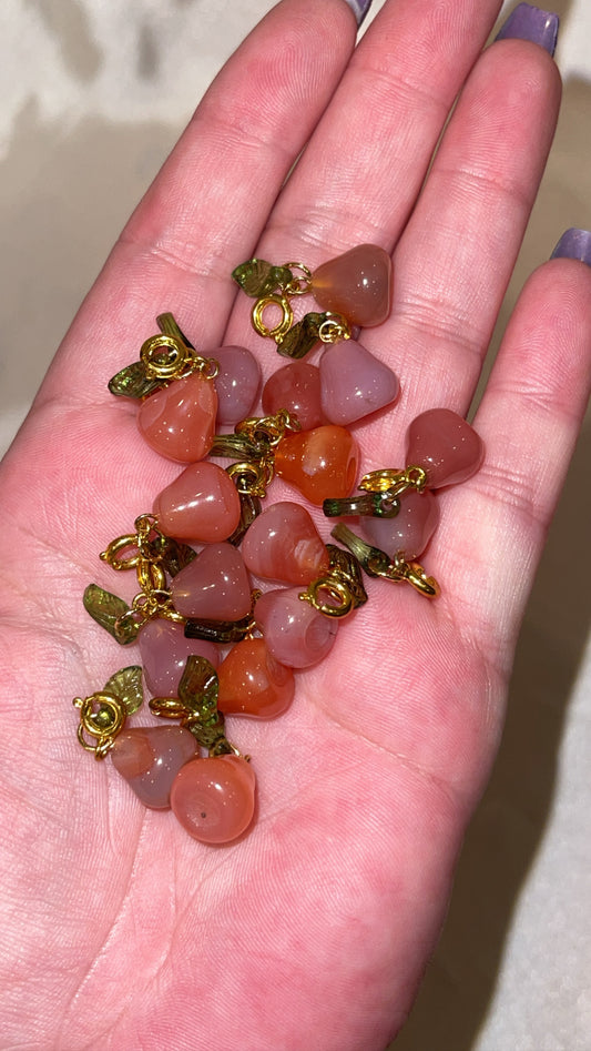 Yanyuan Pink Agate Pear Clip On Charm