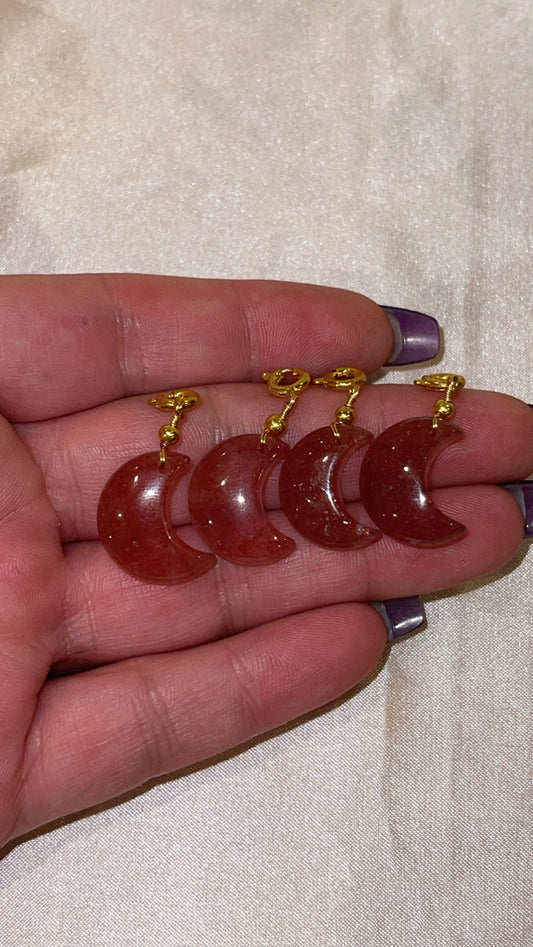 Strawberry Quartz Moon Clip On Charm