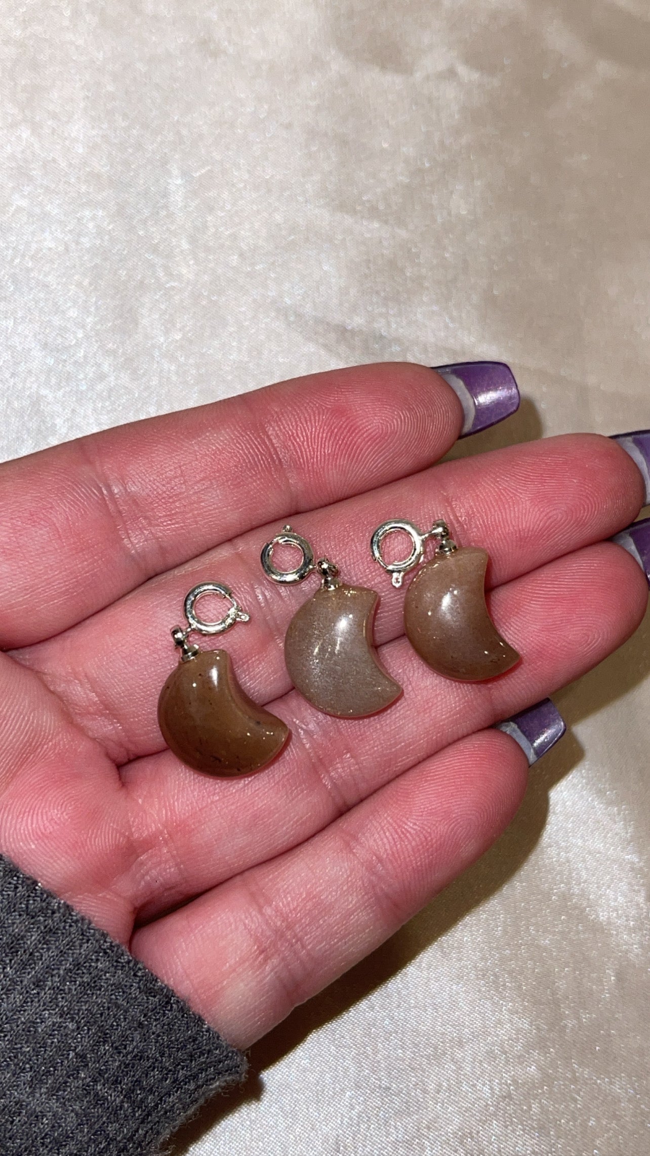 Sunstone Moonstone Moon Clip On Charms
