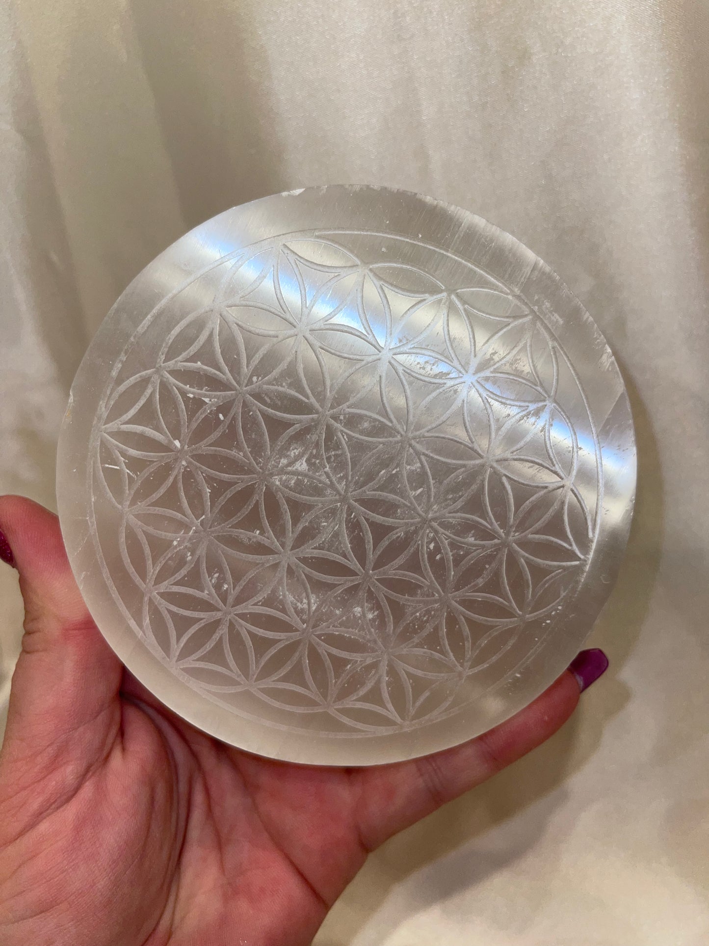 Large Selenite Flower of Life Charging Plate