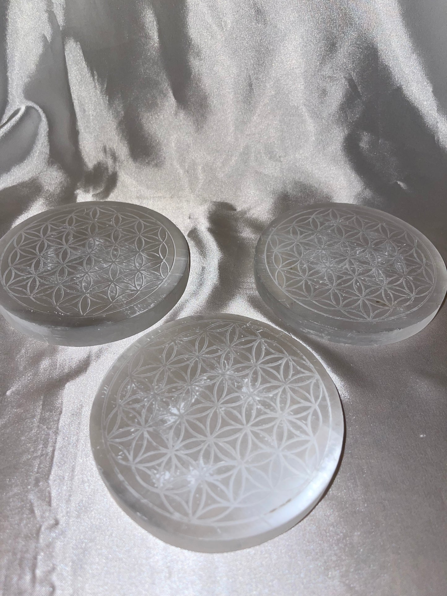 Large Selenite Flower of Life Charging Plate