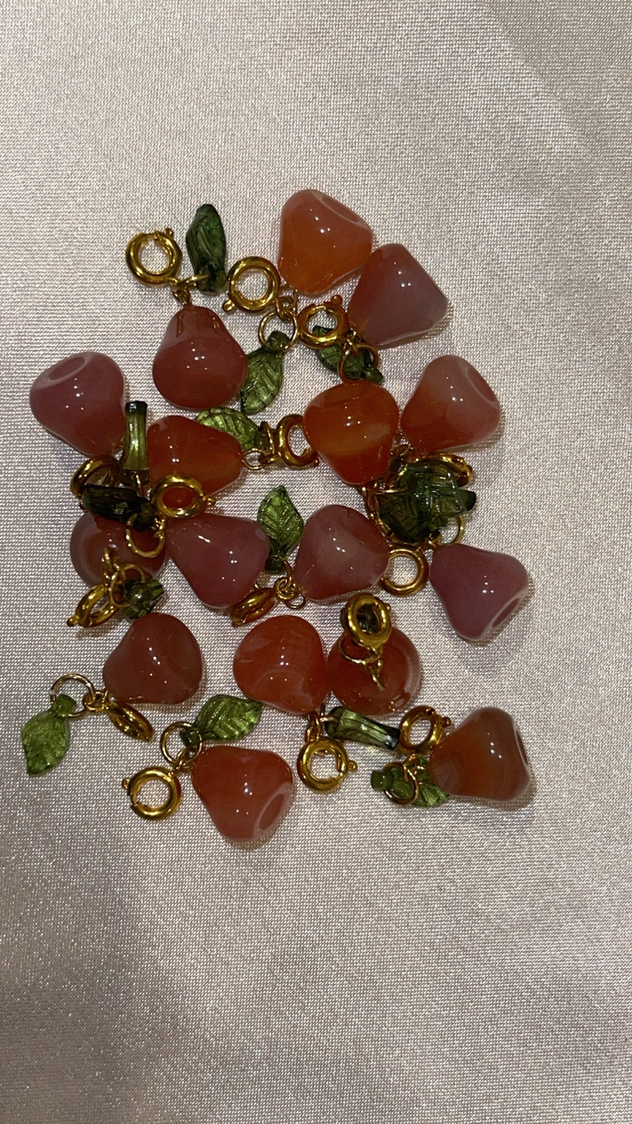 Yanyuan Pink Agate Pear Clip On Charm